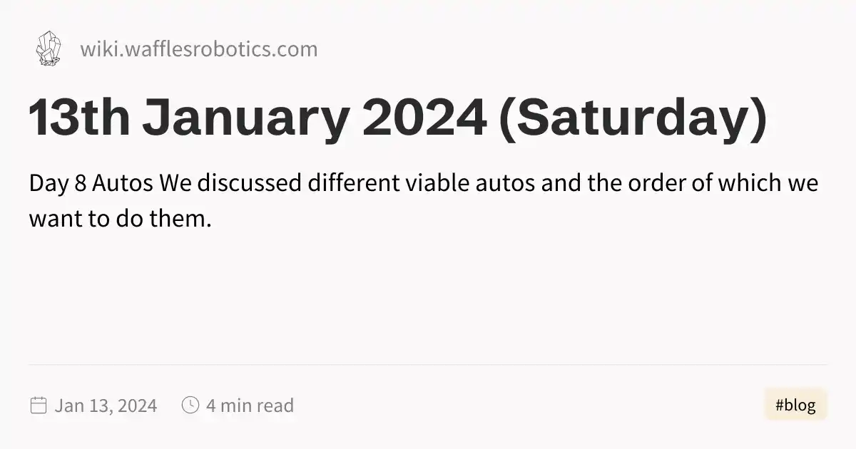 13th January 2024 Saturday